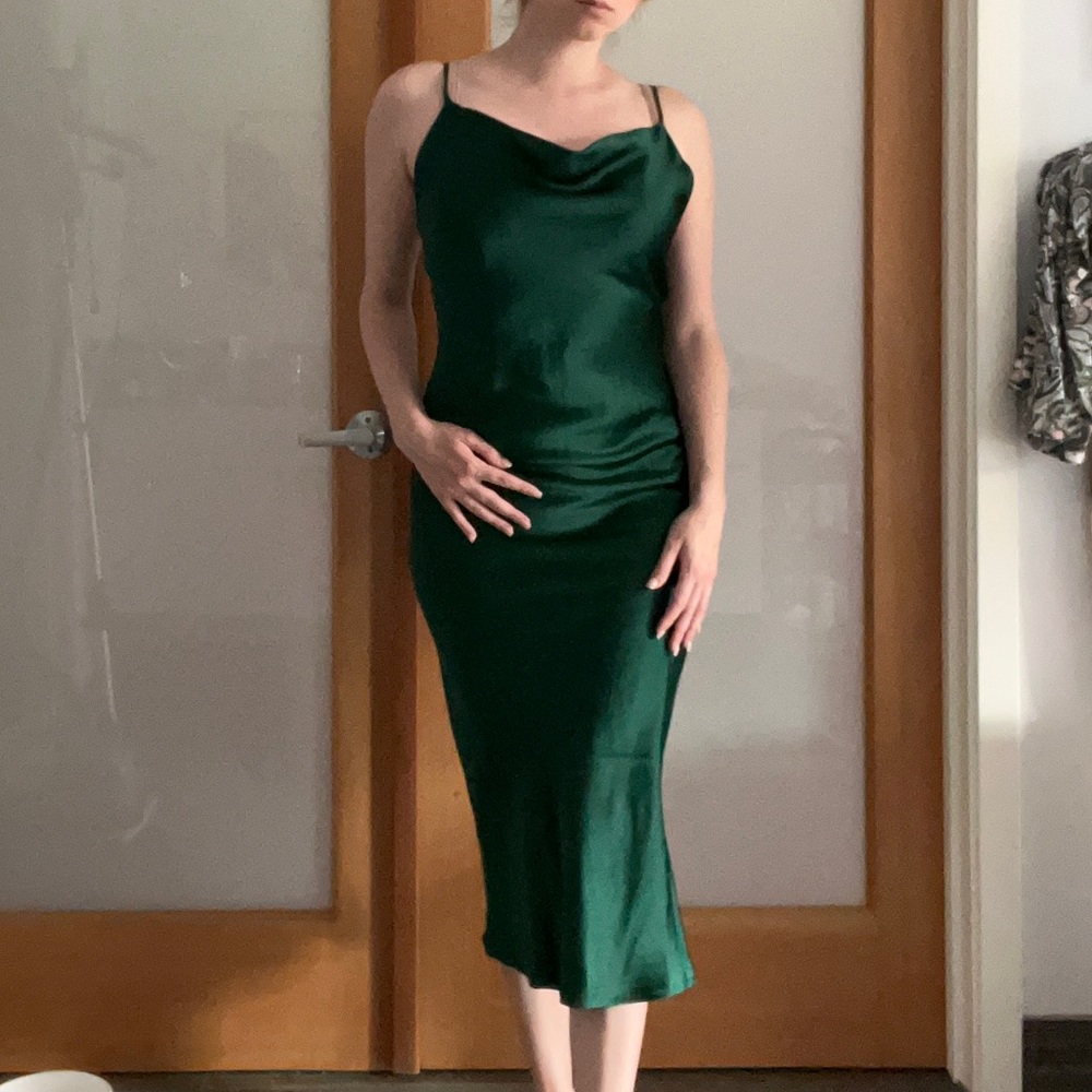 Emerald Satin Dress